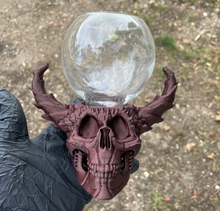 3D Printed Horned Skull Glass Base + Glass